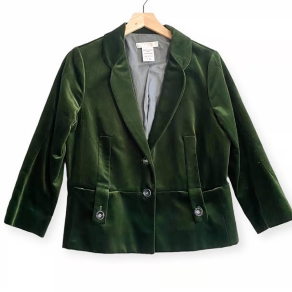 Chloé Green Velvet cropped blazer Jacket